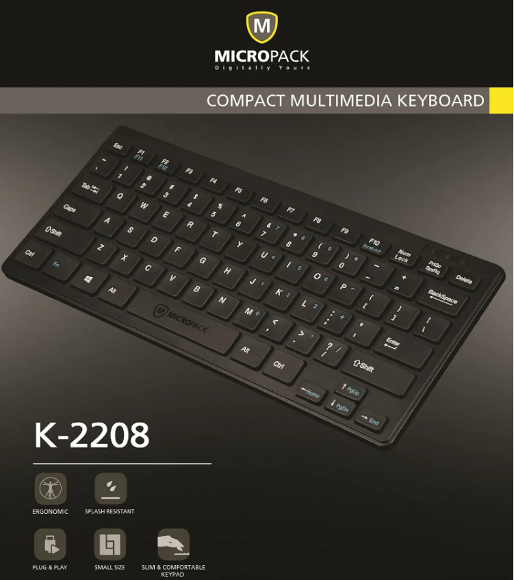 Micropack K2208 Wired USB Mini Keyboard Black - Image 2